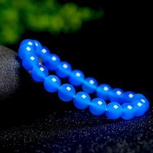 🆕New Blue Agate Crystal Gemstone Bracelet 8mm